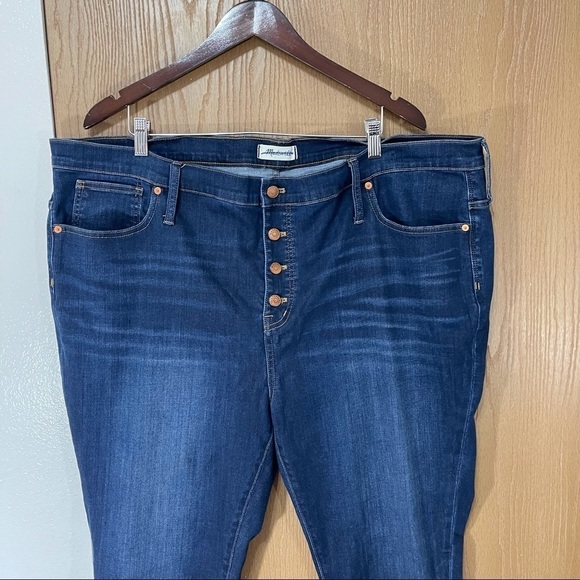Madewell Jeans Women’s Plus Size 37 9" Mid Rise Skinny Button Fly Blue Dark Wash - Picture 4 of 9